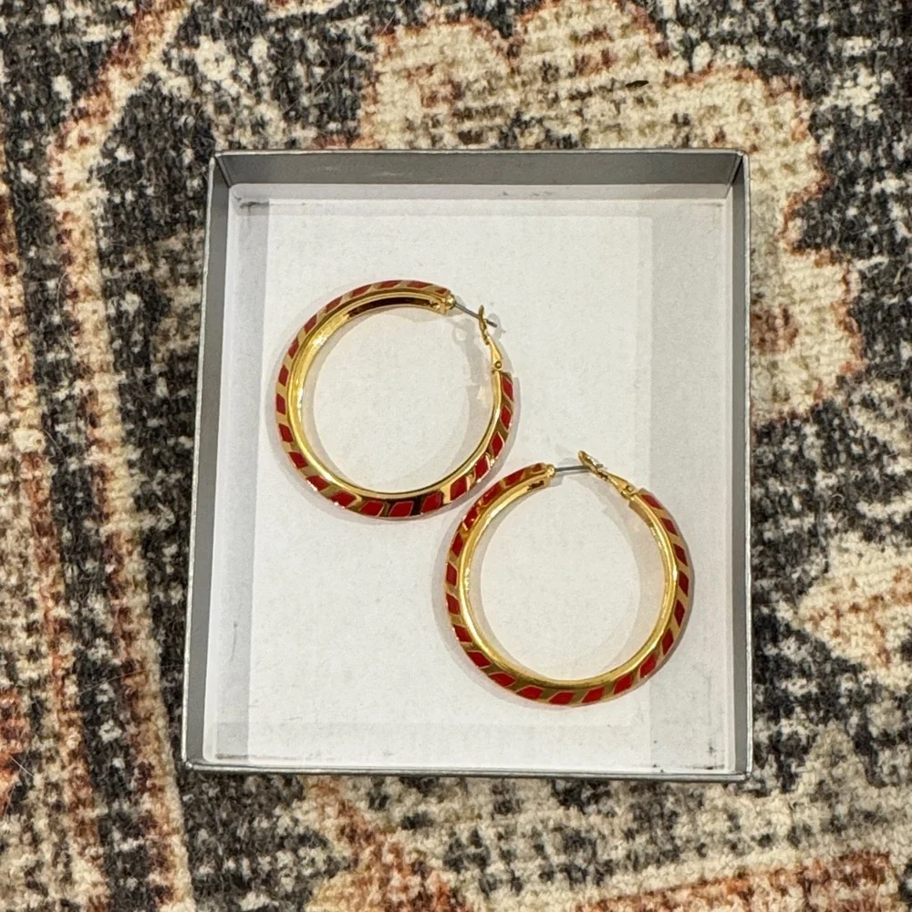 Gold and Burnt Pink Arrow Hoops